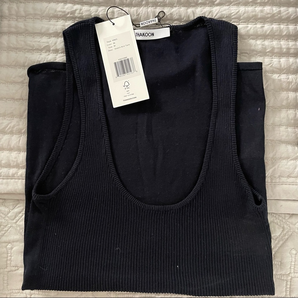 Thakoon black ribbed knit tank